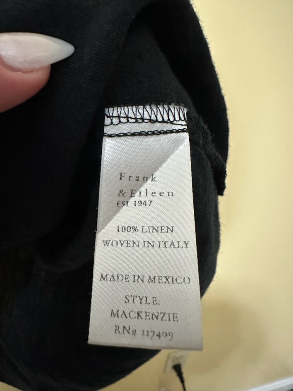 Frank & Eileen Linen Mackenzie Button Up Shirt OS Oversized Women Black - Picture 8 of 11